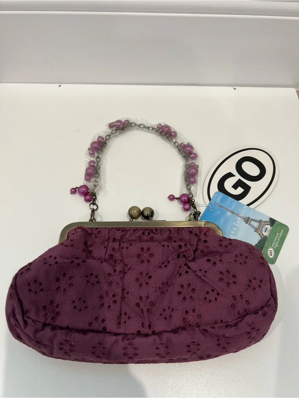 NWT Vintage Tara Jarmon x Target Purple Eyelet Kiss Lock Bag